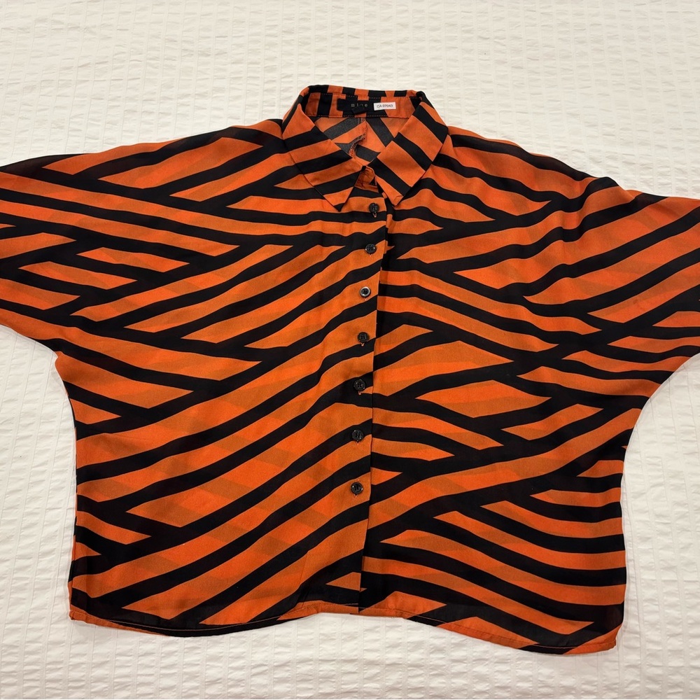 Mine Orange and Black Boxy Blouse